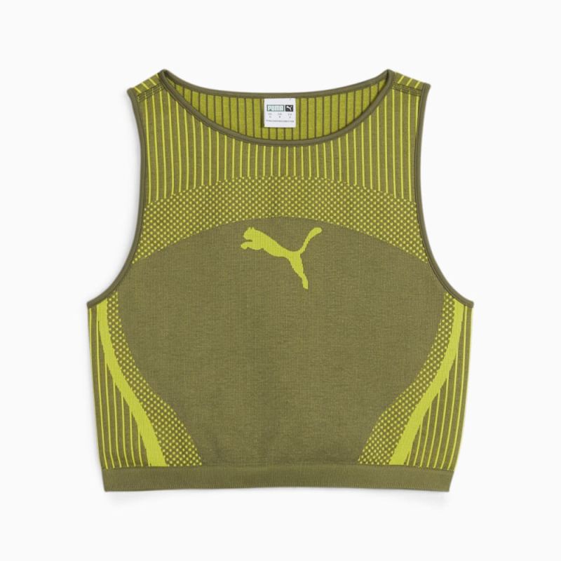 Puma | Women's DARE TO Crop Top - Olive Green