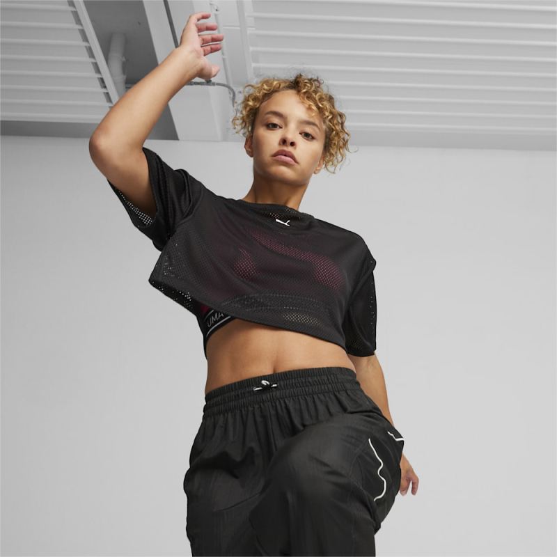 Puma | Women's FIT Mesh Crop Tee - Black - Click Image to Close