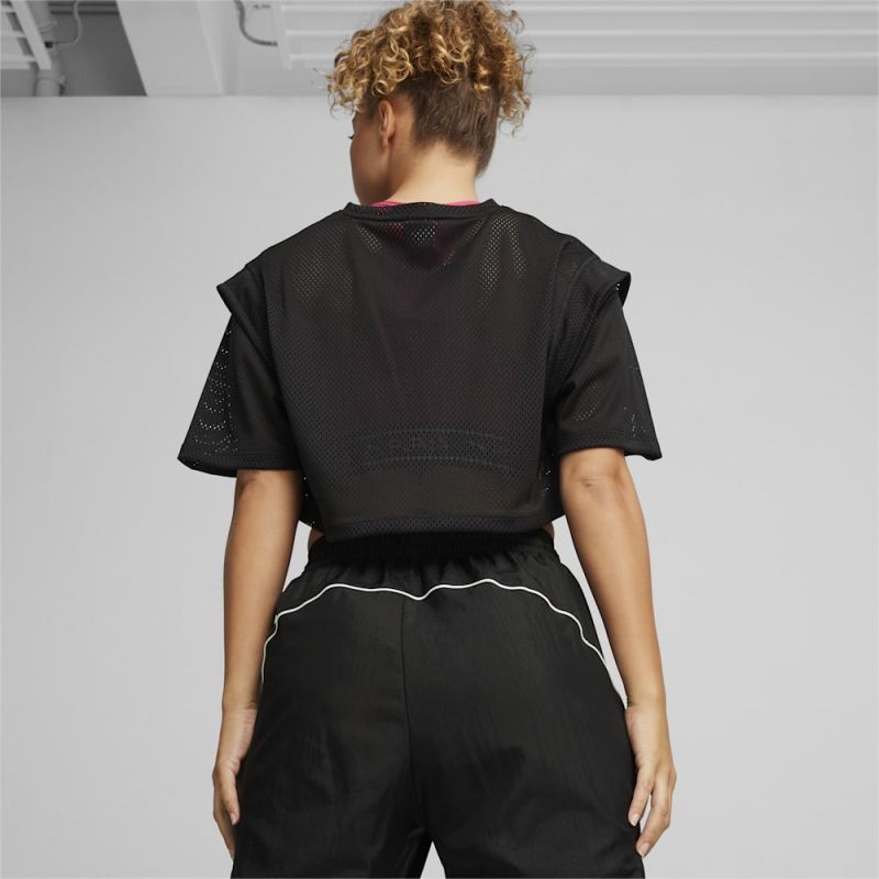 Puma | Women's FIT Mesh Crop Tee - Black