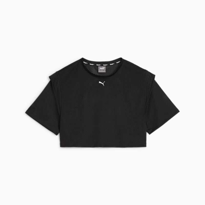 Puma | Women's FIT Mesh Crop Tee - Black