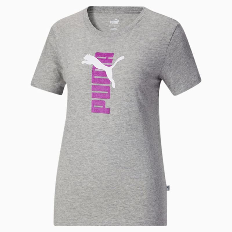 Puma | Women's Vertical Power Tee - Light Gray Heather