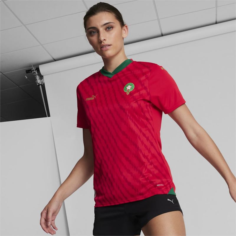 Puma | Women's Morocco 23/24 World Cup Home Jersey - Red-Power Green - Click Image to Close