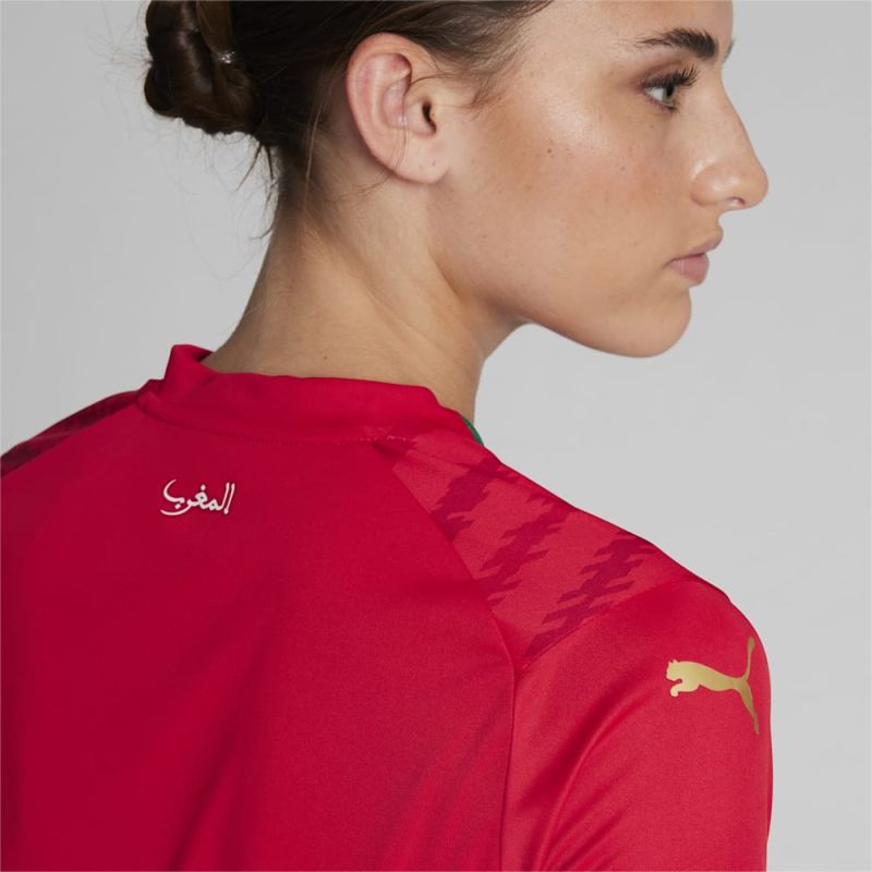 Puma | Women's Morocco 23/24 World Cup Home Jersey - Red-Power Green