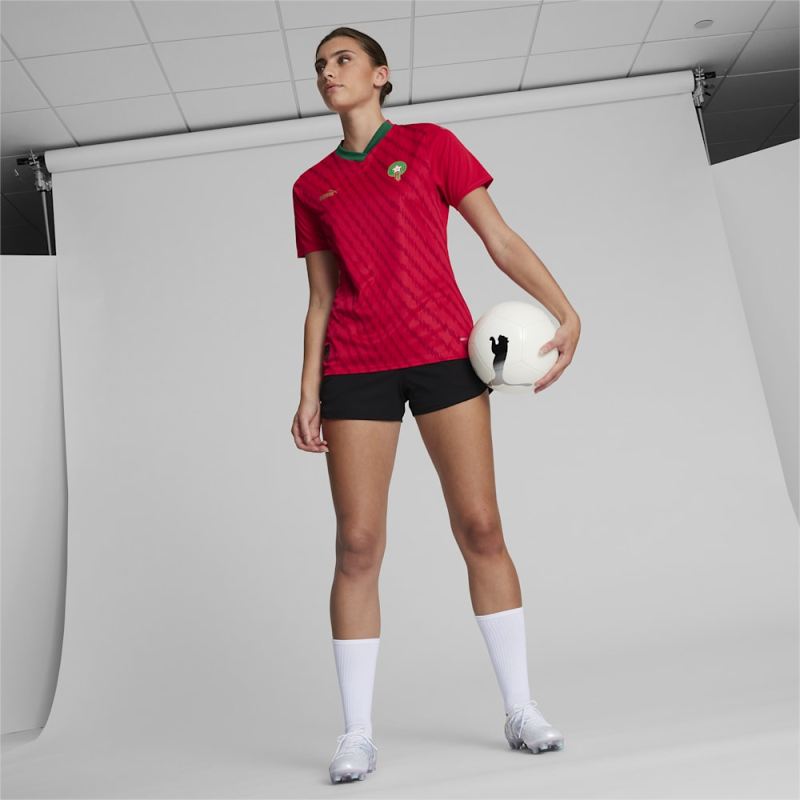 Puma | Women's Morocco 23/24 World Cup Home Jersey - Red-Power Green