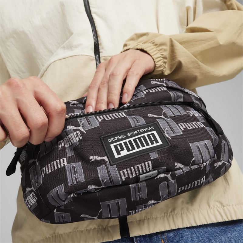 Puma | Men's Academy Waist Bag - Black-Logo AOP