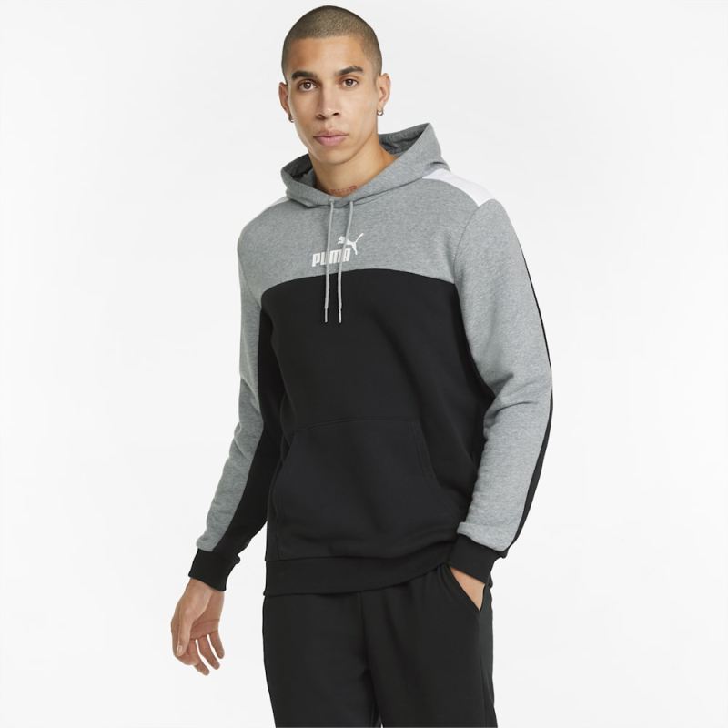 Puma | Men's Essentials+ Block Hoodie - Black - Click Image to Close