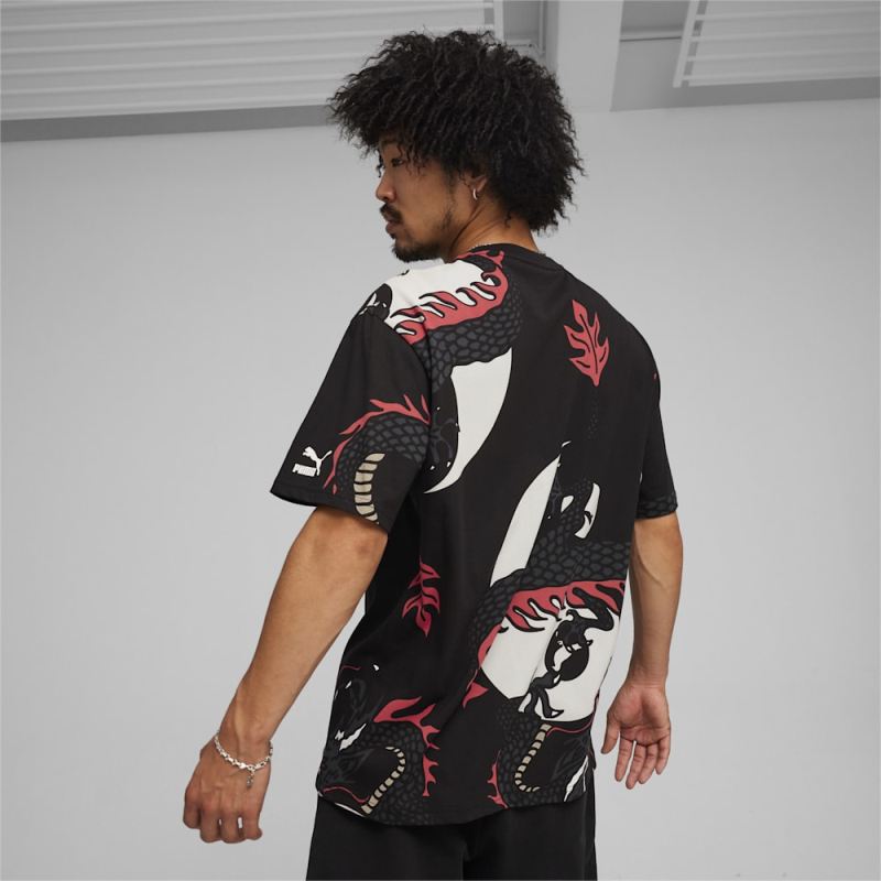 Puma | Men's x STAPLE AOP Tee - Black-Staple Pink