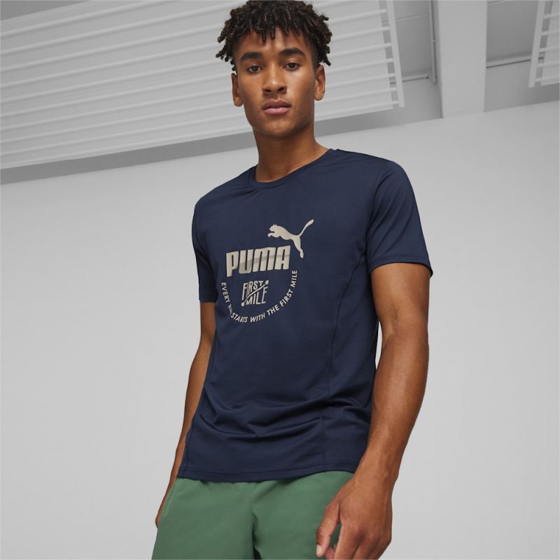 Puma | Men's x First Mile Running Tee - Club Navy