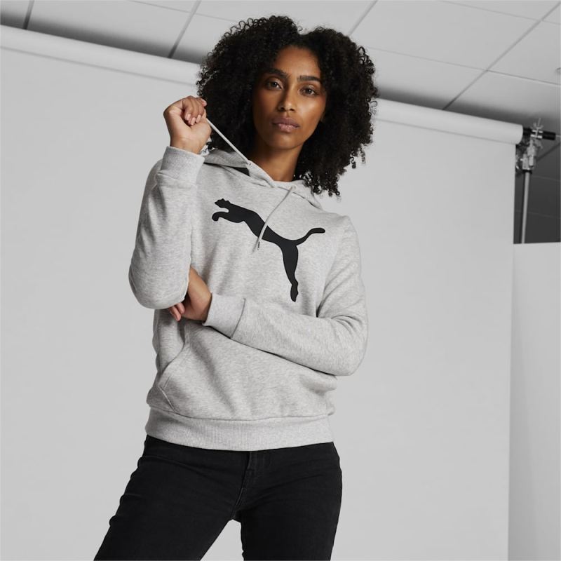 Puma | Women's Essentials Big Cat Logo Hoodie - Light Gray Heather