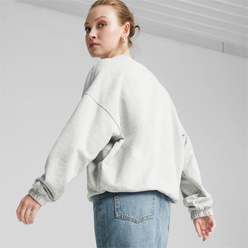 Puma | Women's DOWNTOWN Oversized Sweatshirt - Light Gray Heather