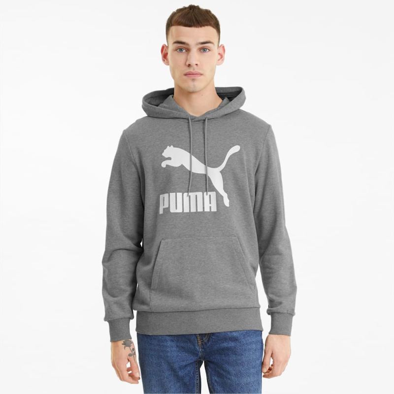 Puma | Men's Classics French Terry Logo Hoodie - Medium Gray Heather