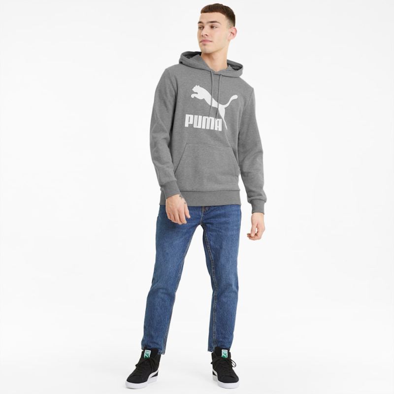 Puma | Men's Classics French Terry Logo Hoodie - Medium Gray Heather