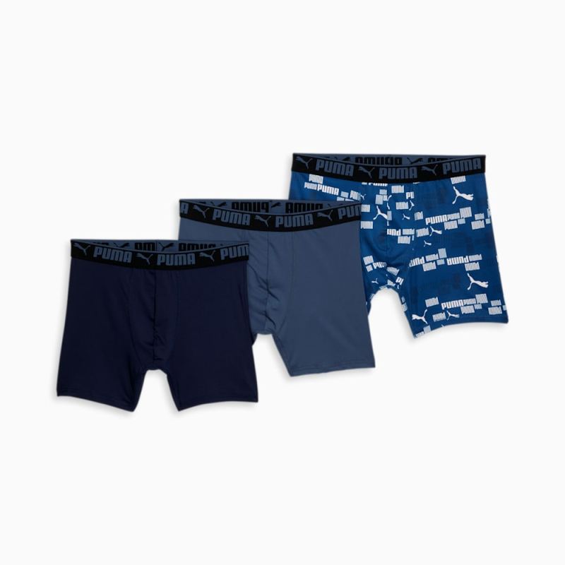 Puma | Men's Sportstyle Boxer Briefs (3 Pack) - BLUE