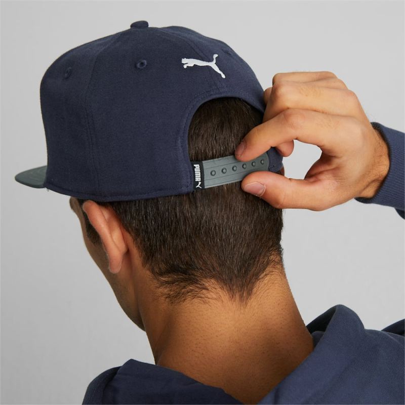 Puma | Men's Flat Brim Cap - Navy-Shadow Gray-White