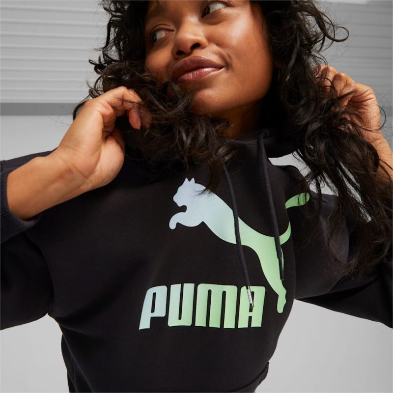 Puma | Women's Classics Logo Infill Hoodie - Black-Beach Days