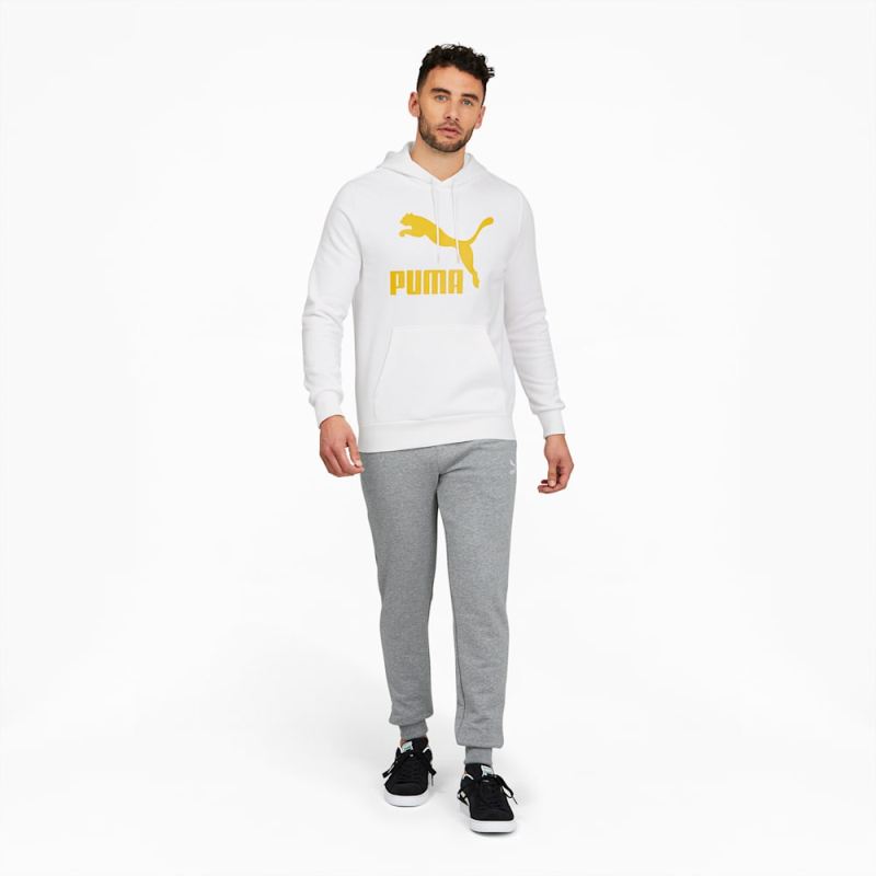 Puma | Men's Classics Logo Hoodie FL - White-Bamboo