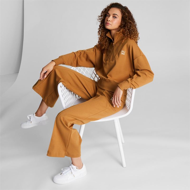 Puma | Women's Infuse Half-Zip Oversized Sweatshirt - Desert Tan