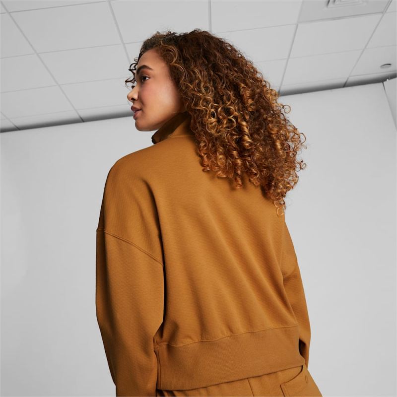 Puma | Women's Infuse Half-Zip Oversized Sweatshirt - Desert Tan