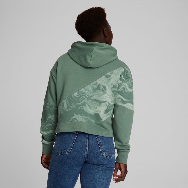 Puma | Women's POWER Marbleised Hoodie - Eucalyptus