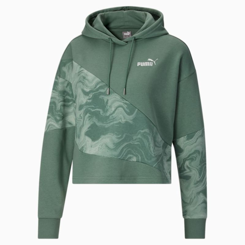 Puma | Women's POWER Marbleised Hoodie - Eucalyptus