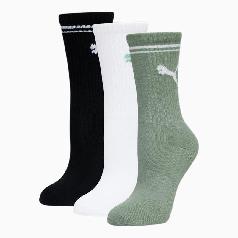 Puma | Women's Half-Terry Crew Socks (3 Pack) - MEDIUM GREEN