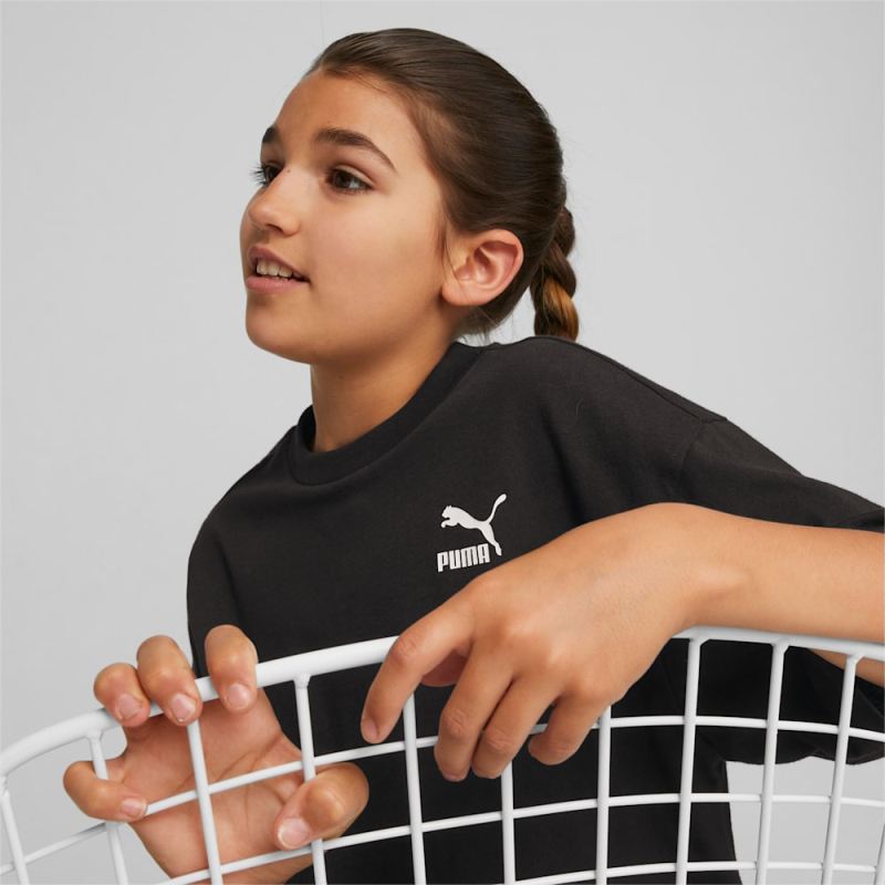 Puma | Girls Classics Big Kids Cropped Tee - Black