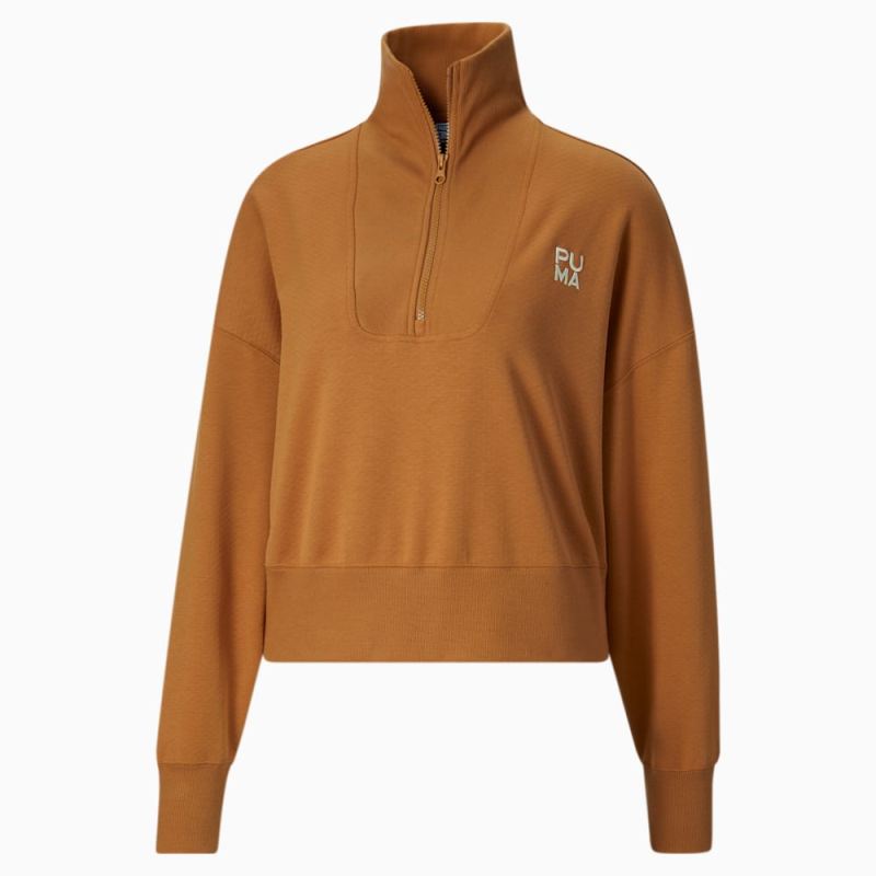 Puma | Women's Infuse Half-Zip Oversized Sweatshirt - Desert Tan