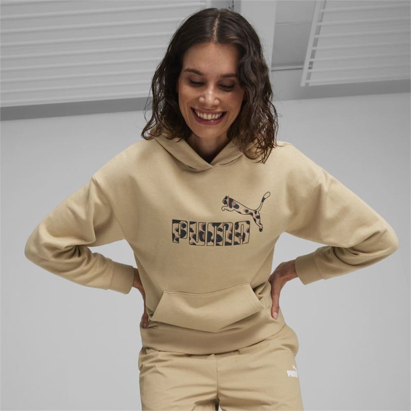 Puma | Women's ESS+ ANIMAL Hoodie - Prairie Tan - Click Image to Close