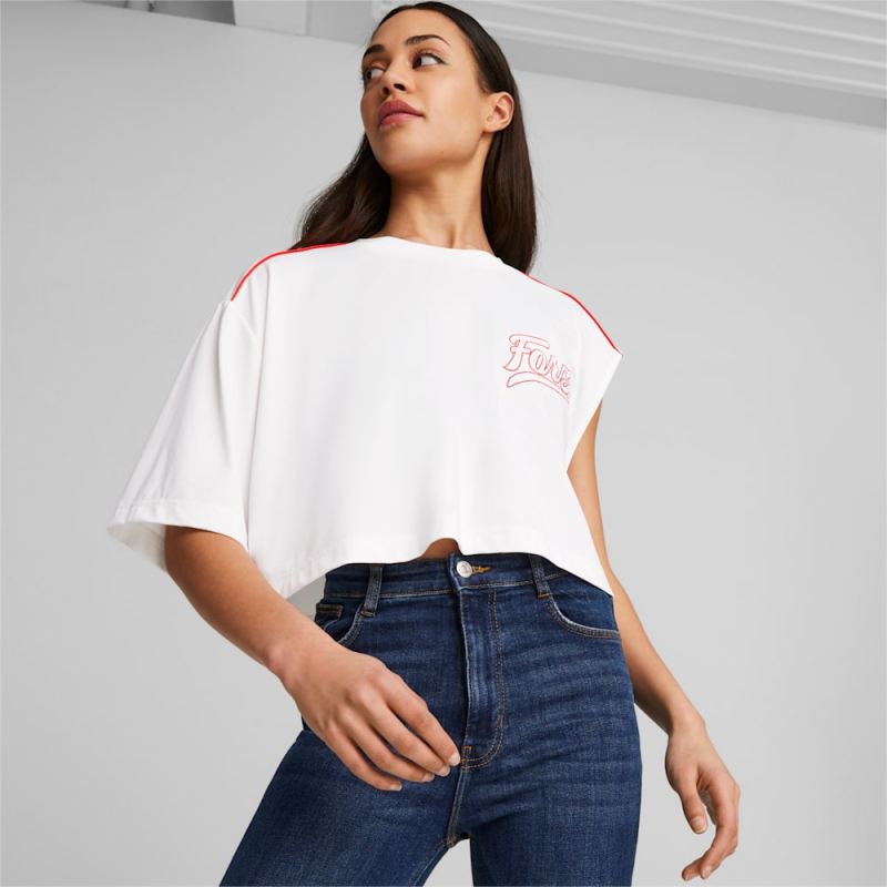 Puma | Women's x SCUDERIA FERRARI x JUNE AMBROSE Asymmetric Tee - White