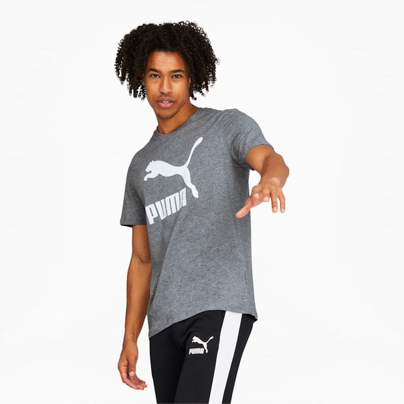 Puma | Men's Classics Logo Tee - Medium Gray Heather-White