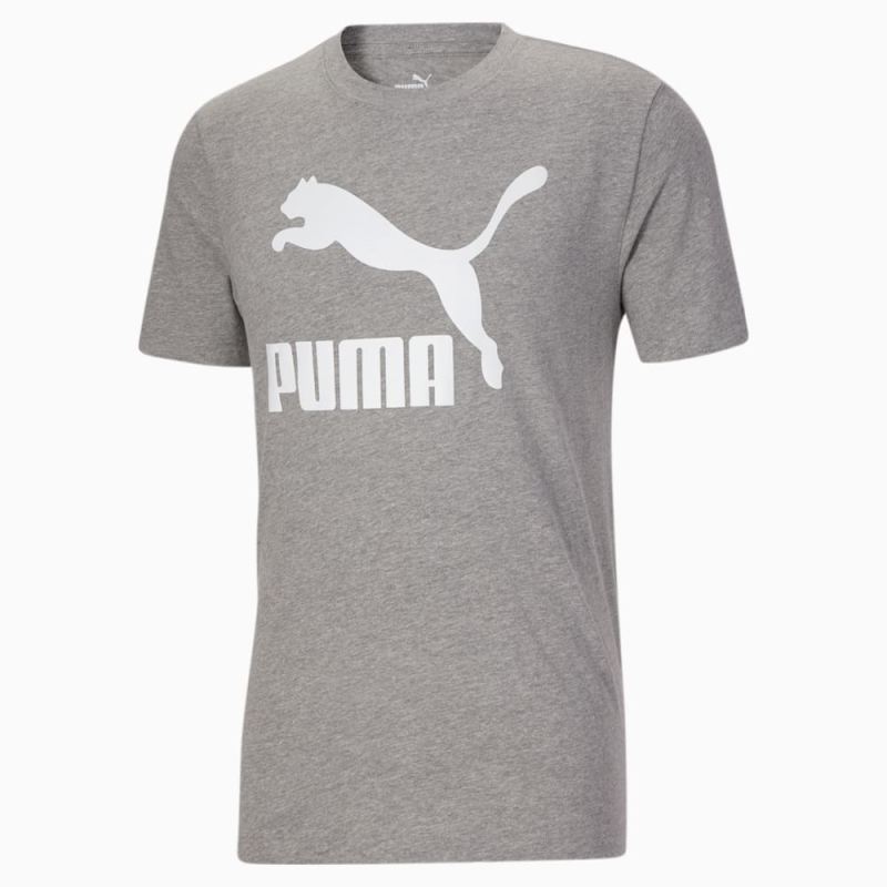 Puma | Men's Classics Logo Tee - Medium Gray Heather-White