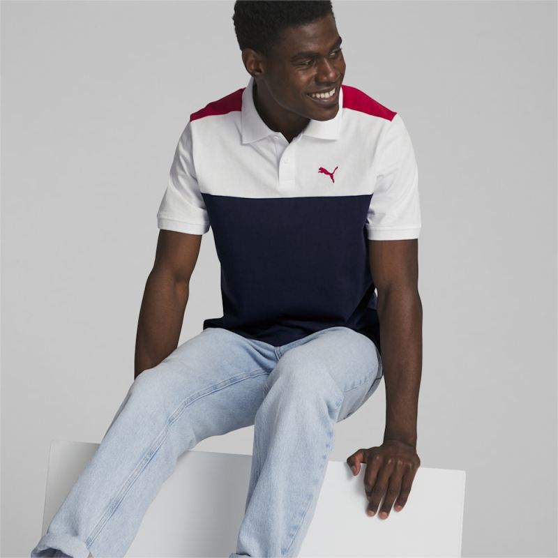 Puma | Men's Essential+ Block Polo - Navy