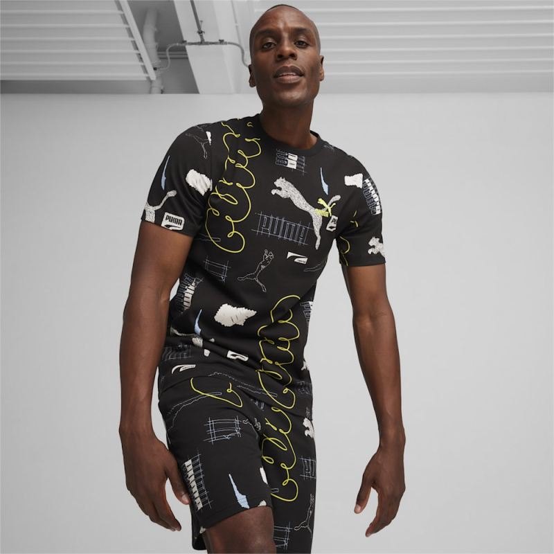 Puma | Men's BRAND LOVE All-Over-Print Tee - Black-AOP