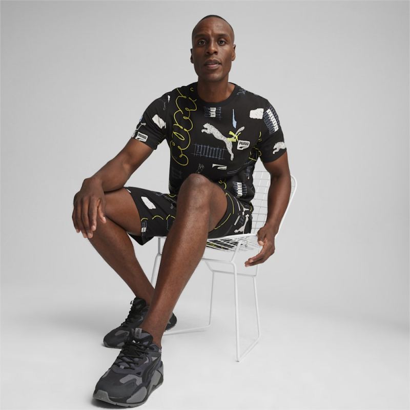 Puma | Men's BRAND LOVE All-Over-Print Tee - Black-AOP