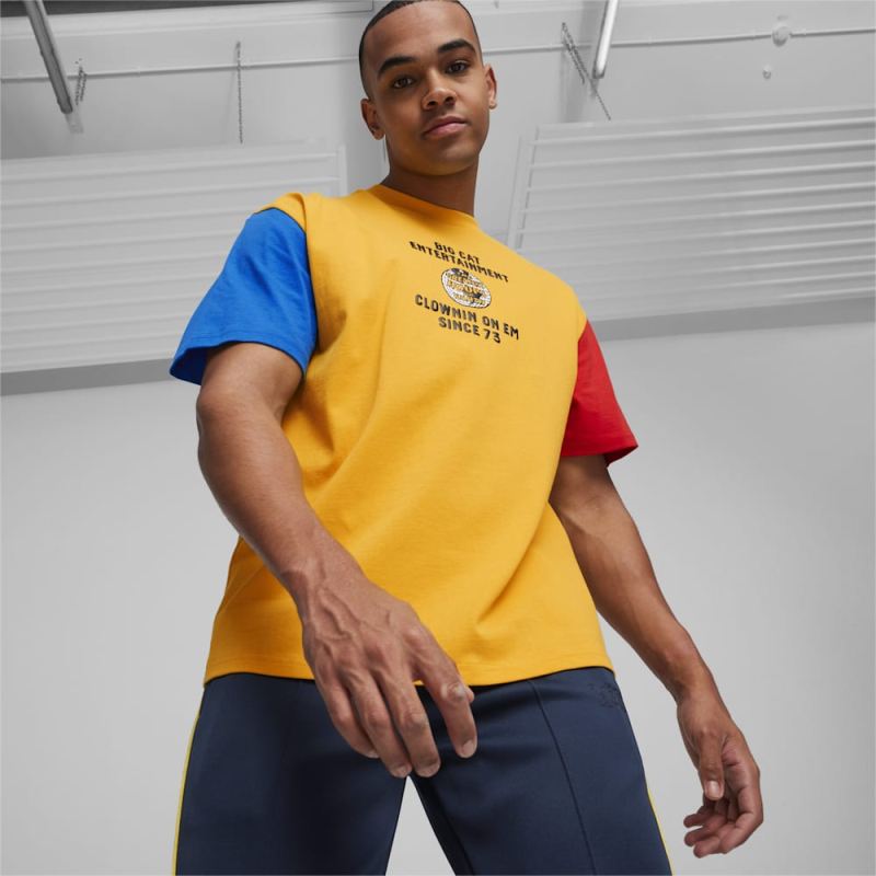 Puma | Men's SHOWTIME Clown On Em Basketball Tee - Yellow Sizzle-Electric Blue Lemonade-For All Time Red