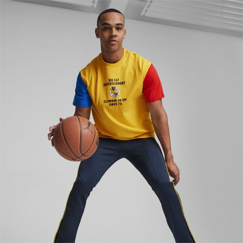 Puma | Men's SHOWTIME Clown On Em Basketball Tee - Yellow Sizzle-Electric Blue Lemonade-For All Time Red