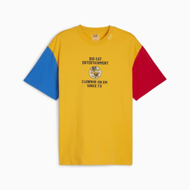 Puma | Men's SHOWTIME Clown On Em Basketball Tee - Yellow Sizzle-Electric Blue Lemonade-For All Time Red