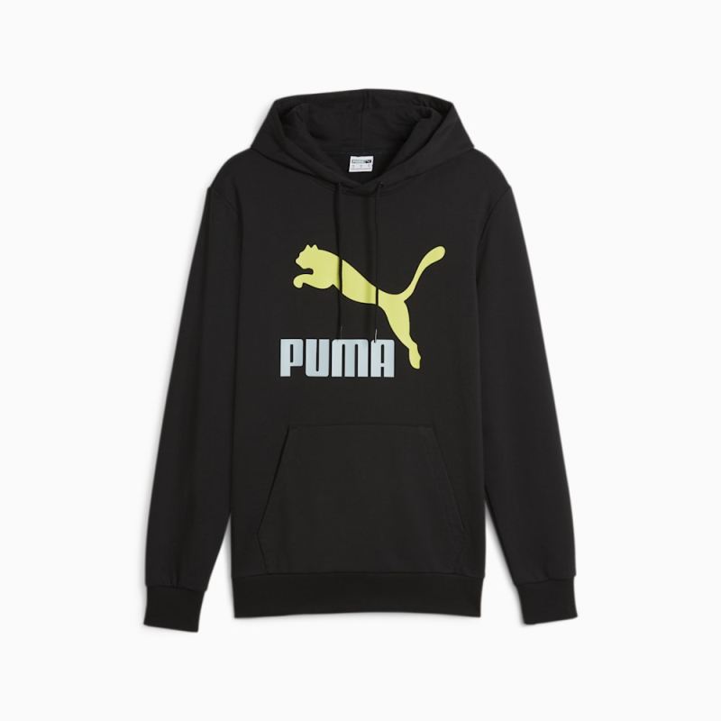 Puma | Men's Classics Logo Hoodie - Black-Lime Sheen