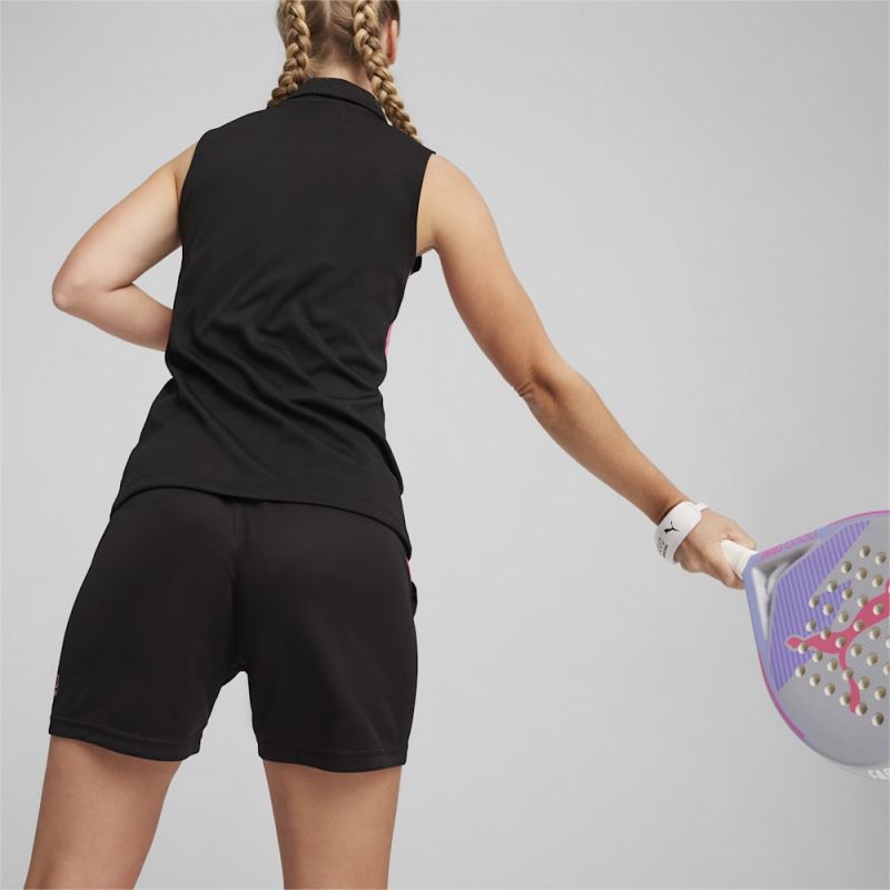 Puma | Women's Individual Sleeveless Racquet Sports Polo - Black-Poison Pink