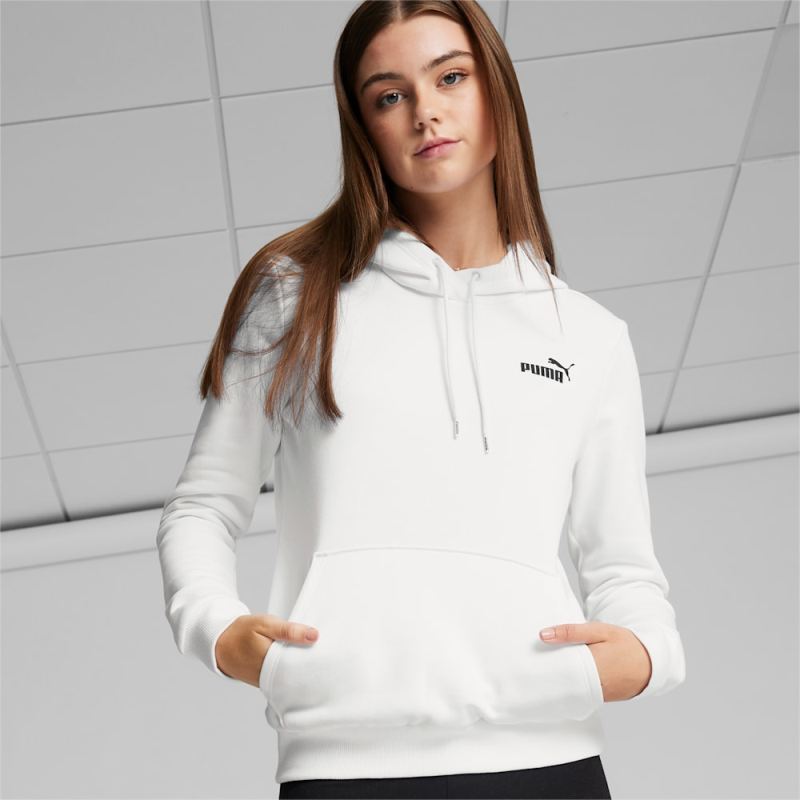 Puma | Women's Essentials Small Logo Hoodie - White - Click Image to Close