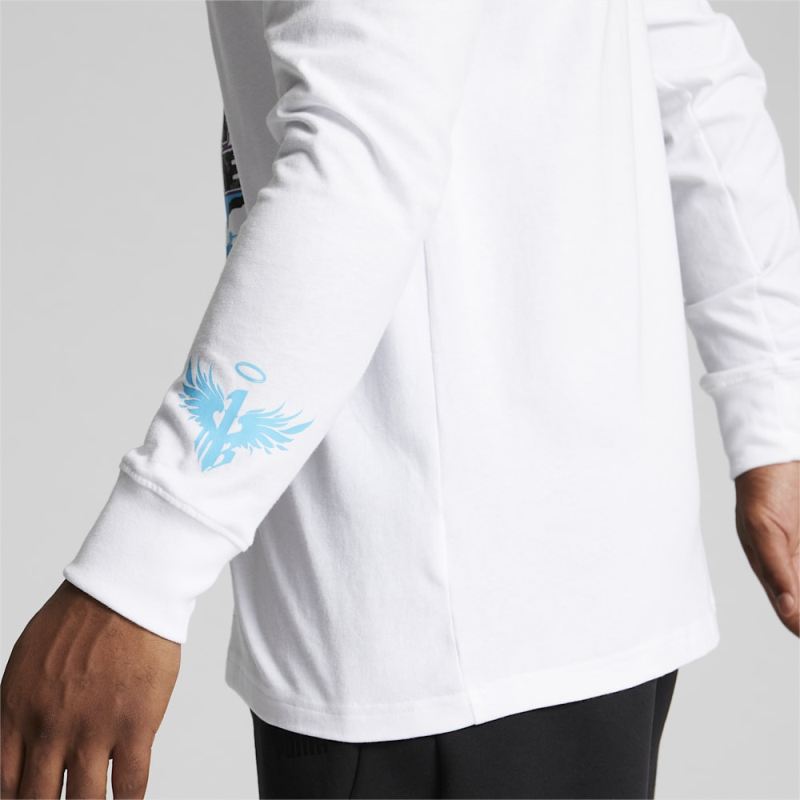 Puma | Men's x LAMELO BALL Blue Hive Long Sleeve Basketball Tee - White