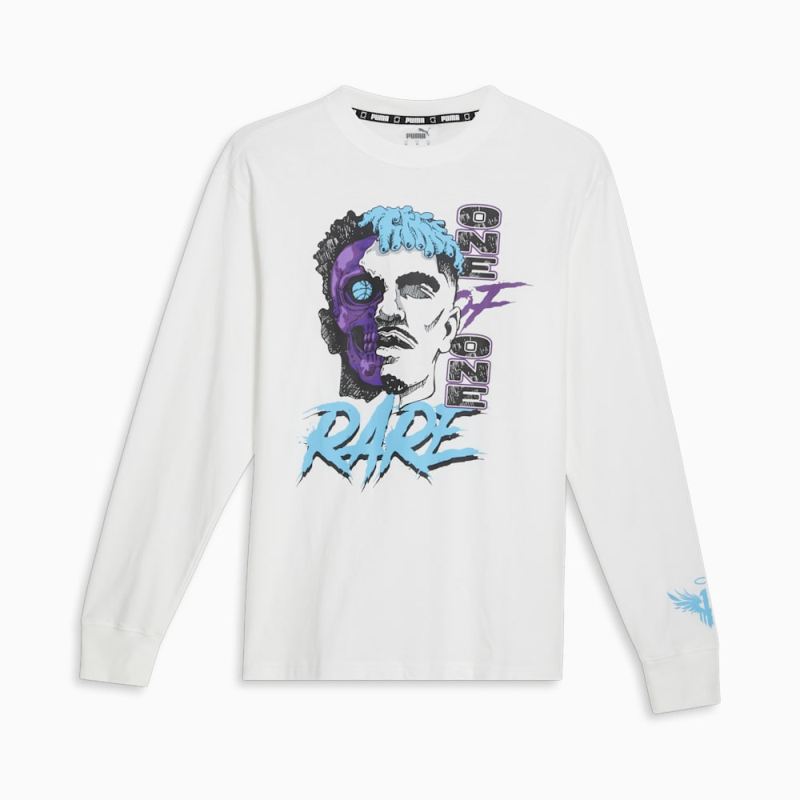 Puma | Men's x LAMELO BALL Blue Hive Long Sleeve Basketball Tee - White