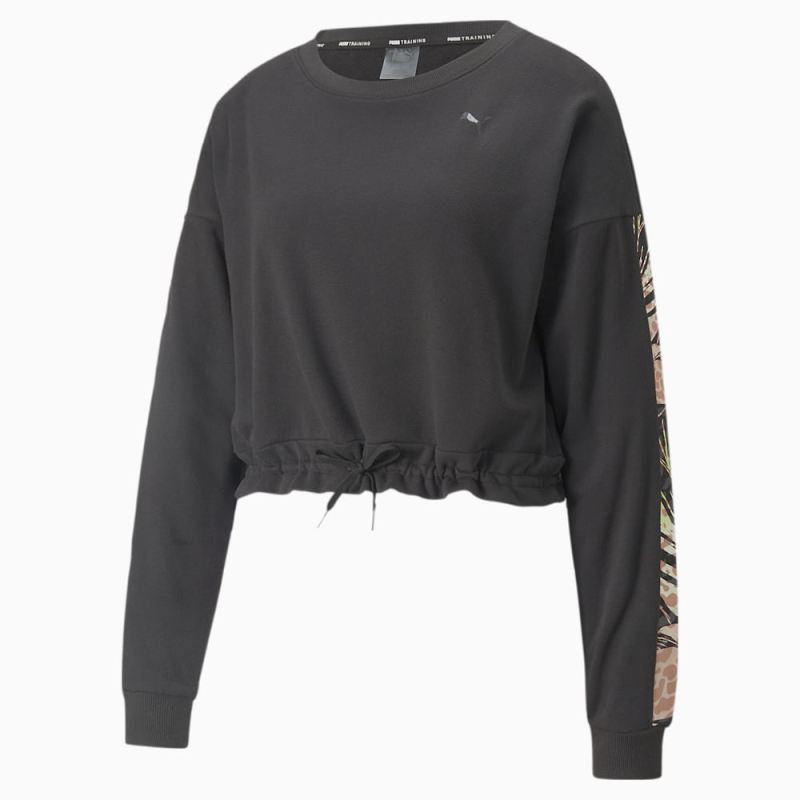 Puma | Women's Train French Terry Crew Neck Sweatshirt - Black-Q2