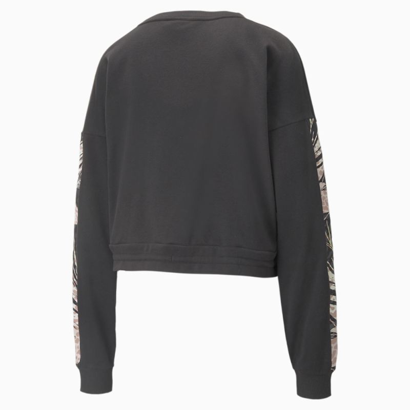 Puma | Women's Train French Terry Crew Neck Sweatshirt - Black-Q2