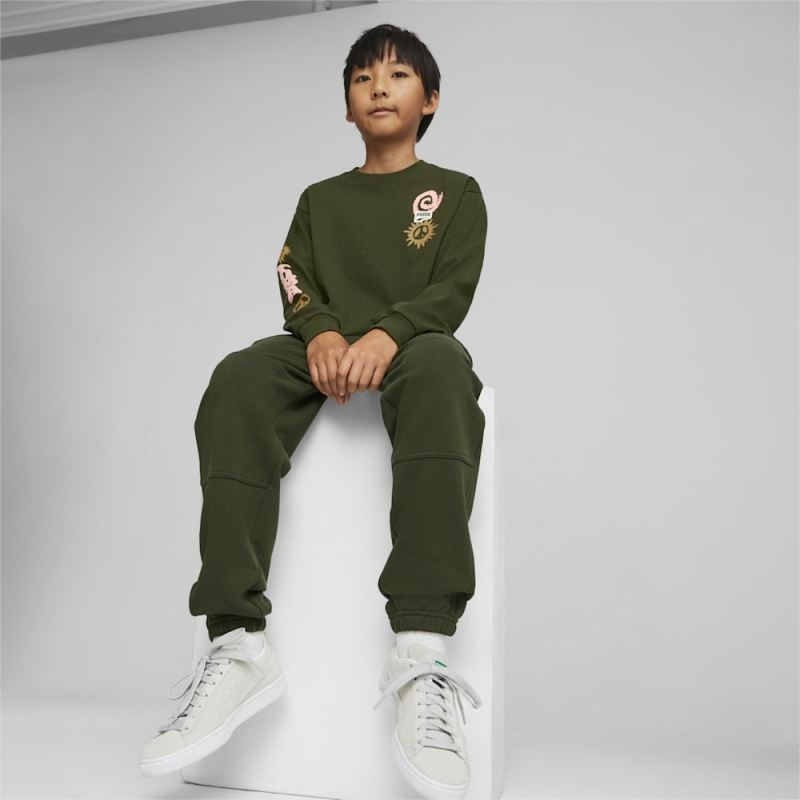 Puma | Boys Downtown Graphic Kids Long Sleeve Tee - Myrtle