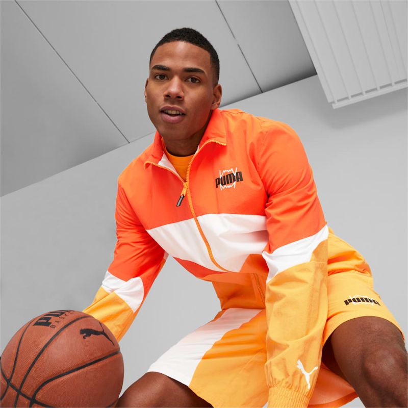 Puma | Men's Clyde Basketball Jacket 2.0 - Cayenne Pepper-Clementine