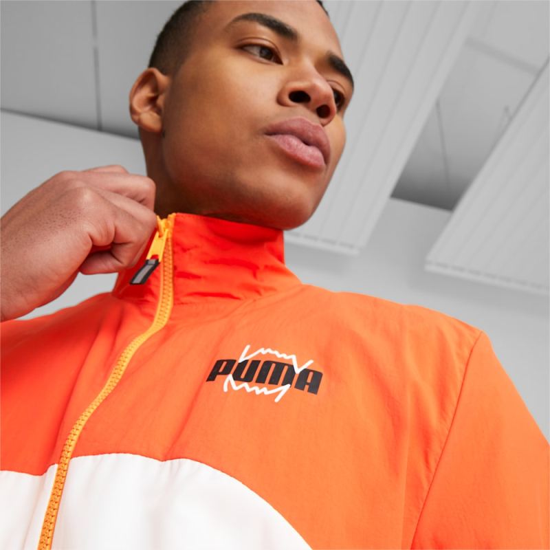 Puma | Men's Clyde Basketball Jacket 2.0 - Cayenne Pepper-Clementine