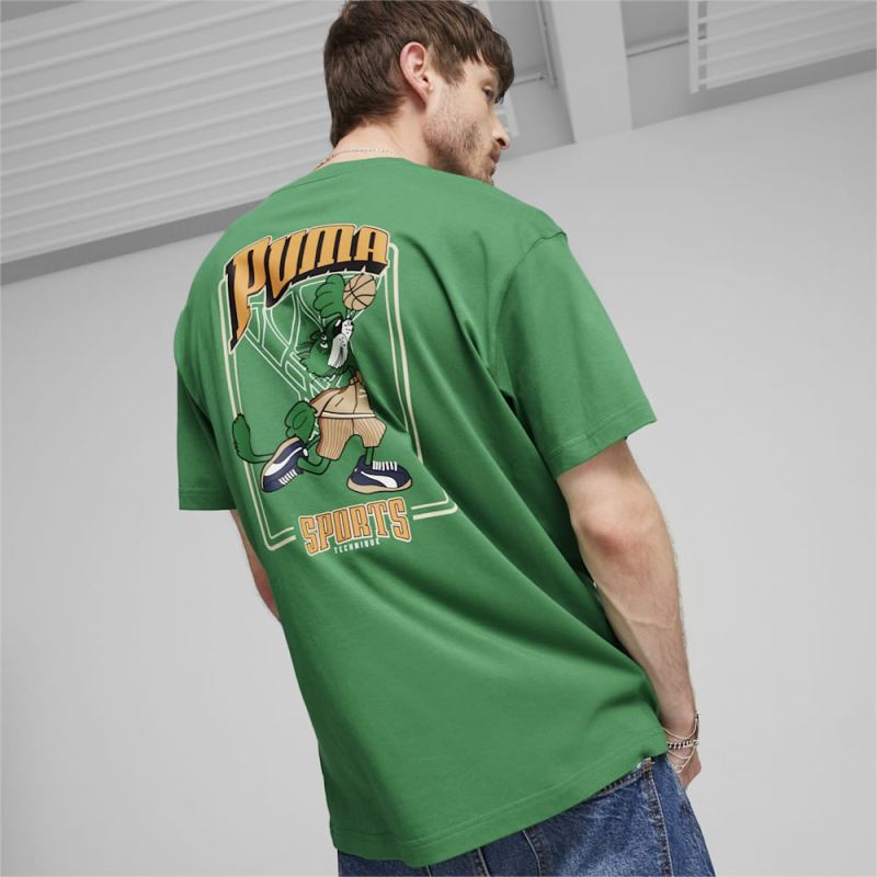 Puma | Men's For the Fanbase Puma | Men's TEAM Graphic Tee - Archive Green