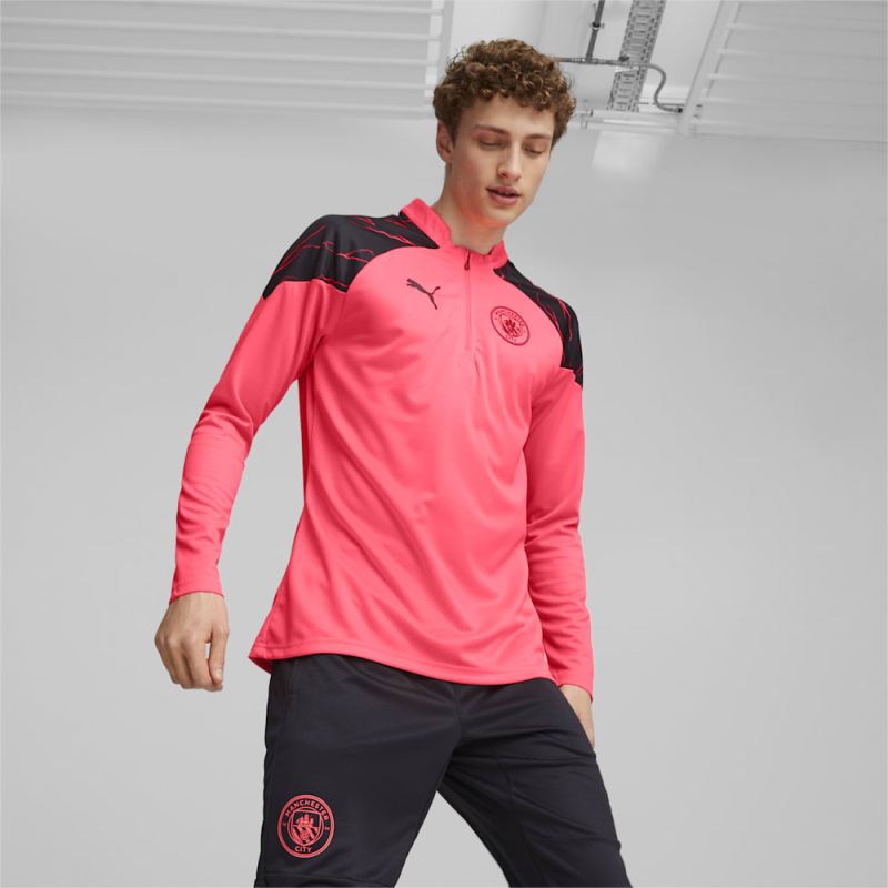 Puma | Men's Manchester City Soccer Quarter-zip - Sunset Glow-Dark Navy