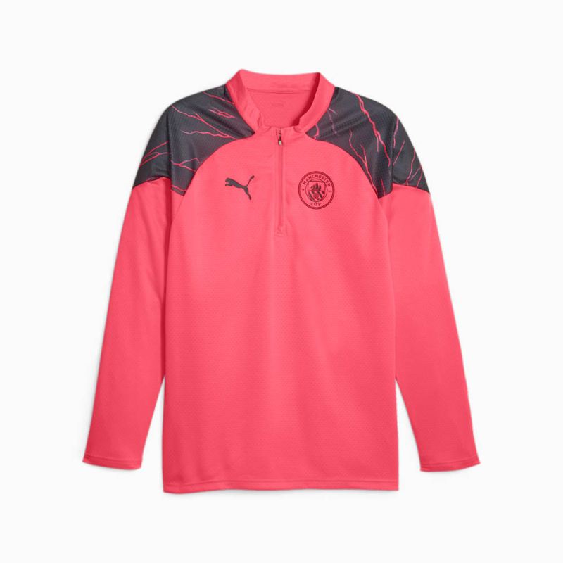 Puma | Men's Manchester City Soccer Quarter-zip - Sunset Glow-Dark Navy